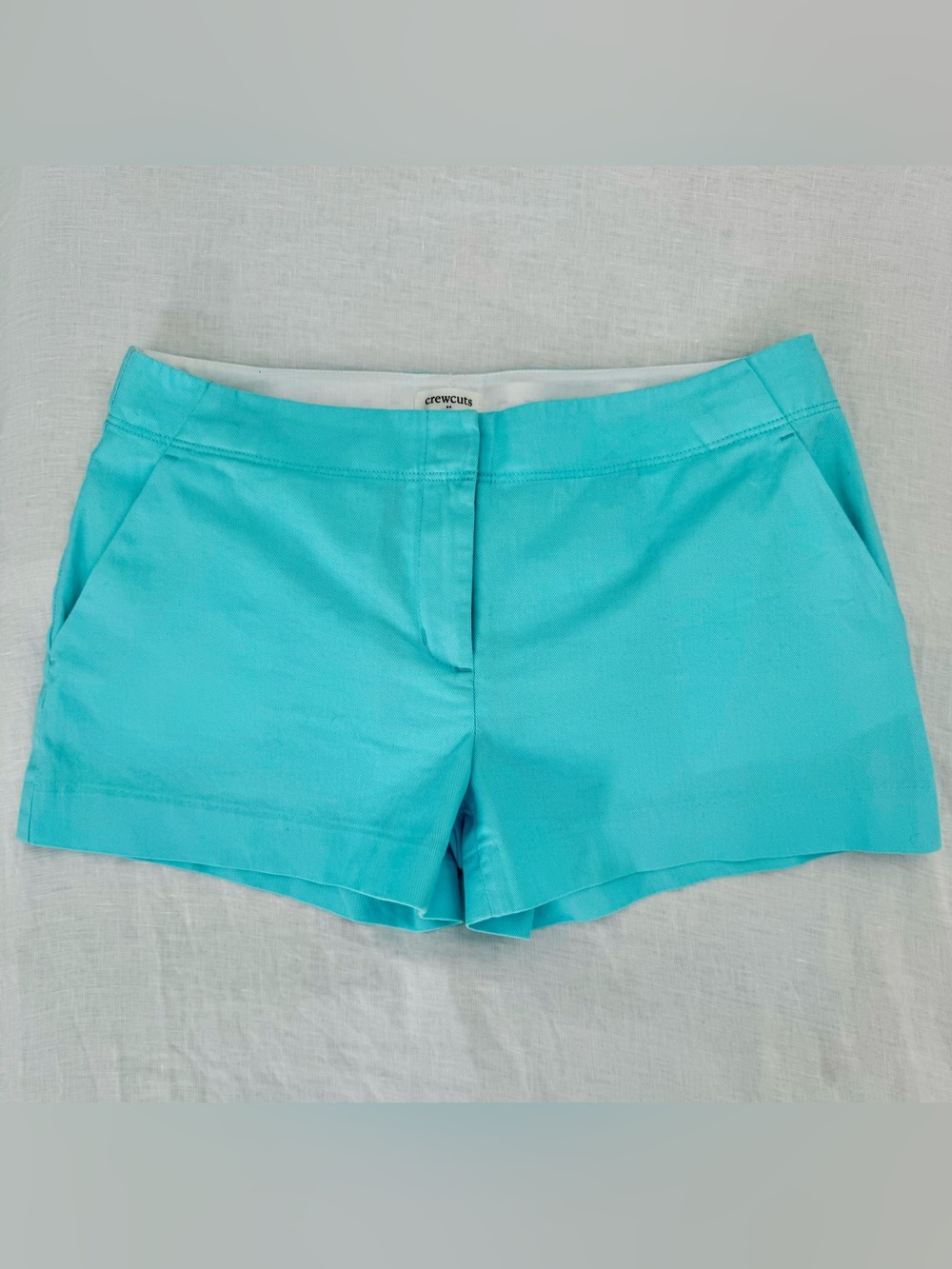 Crewcuts by J.Crew Girls Size 14 Aqua Chino Shorts 100% Cotton EUC